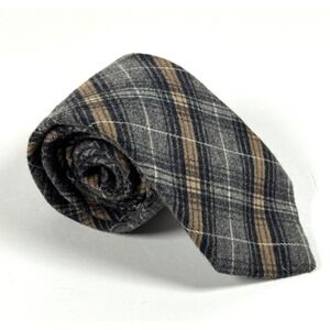 Personality Milano Tie Gray Plaid Silk Cashmere Luxury Made in Italy Hand Finish